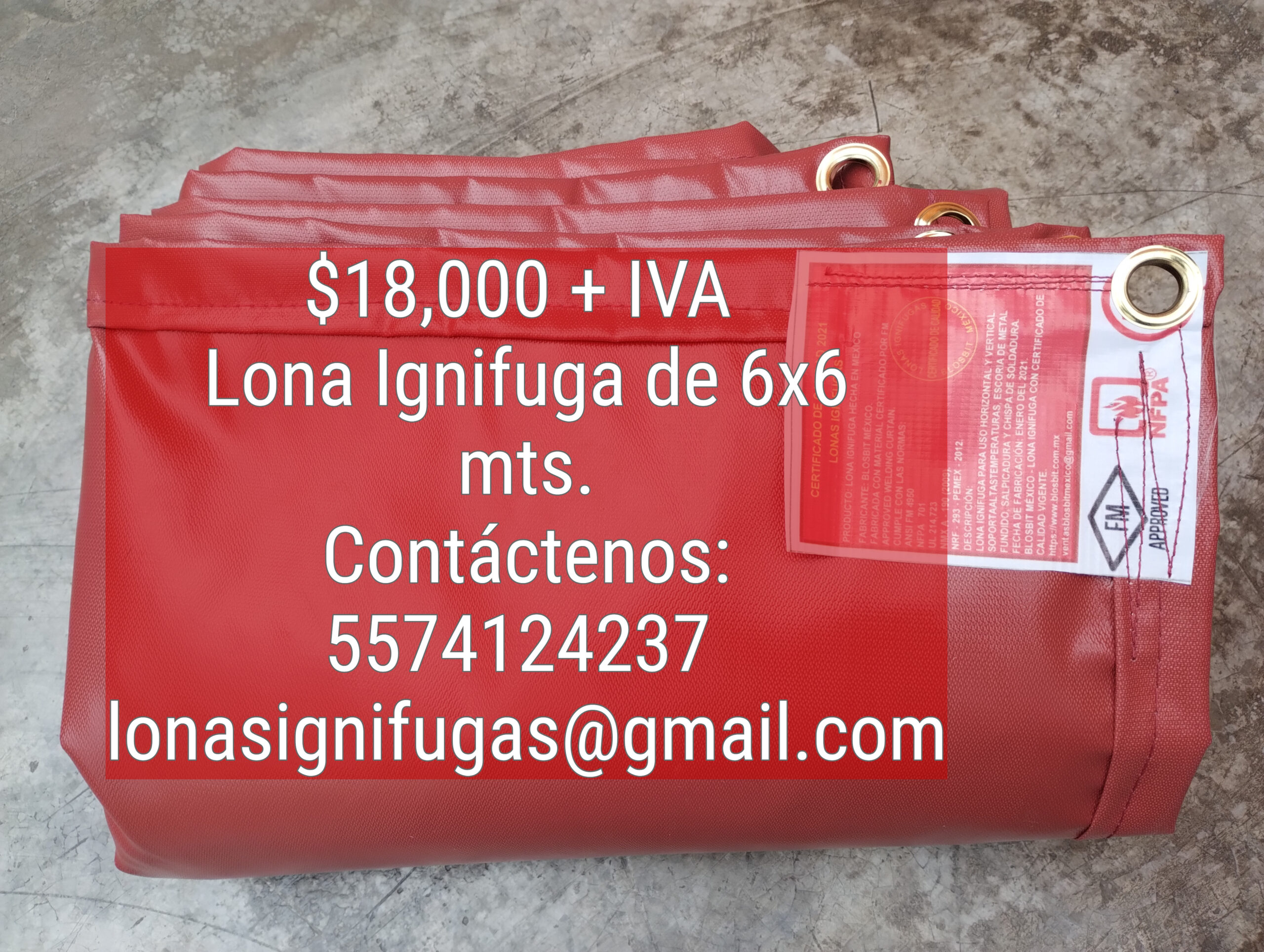 Lona Ignifuga de 6x6 mts Lona Ignifuga de 6x6 mts - Entrega Inmediata